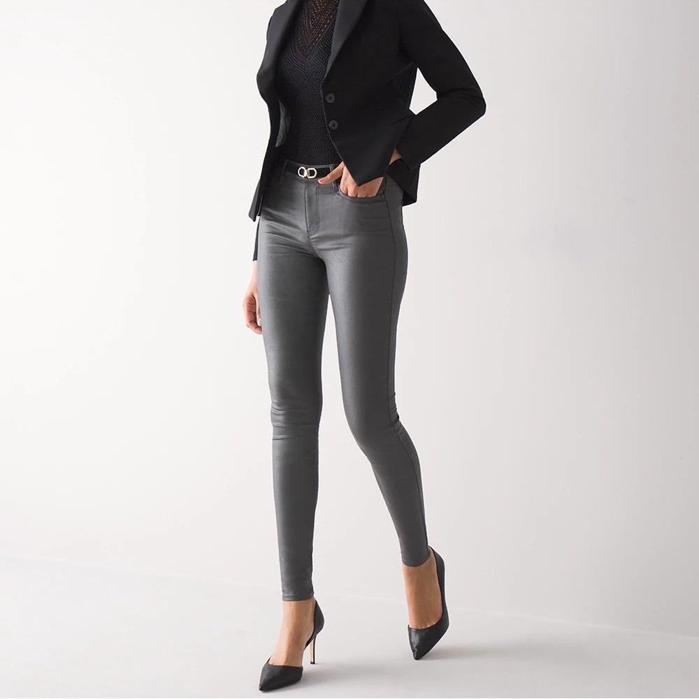 White House Black Market High-Rise Coated Skinny Jeans